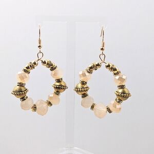 Gold and Cream Beaded Earrings